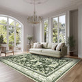 Olive Green Floral 5x7 Area Rug Vintage Boho Washable Printed Rug by BILEEHOME