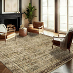 CHAMPLANT Area Rug 8x10 Washable Rug Brown Vintage Traditional Mat Distressed by CHAMPLANT