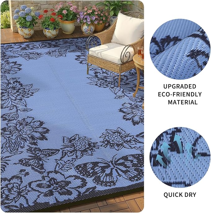 Garvee Outdoor Rugs 9' x 12’ Waterproof Reversible Mats, Large Area Plastic - Image 6