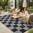 Garvee Waterproof Outdoor Rug 6x9, Checkered Foldable Plastic Straw Patio by Garvee