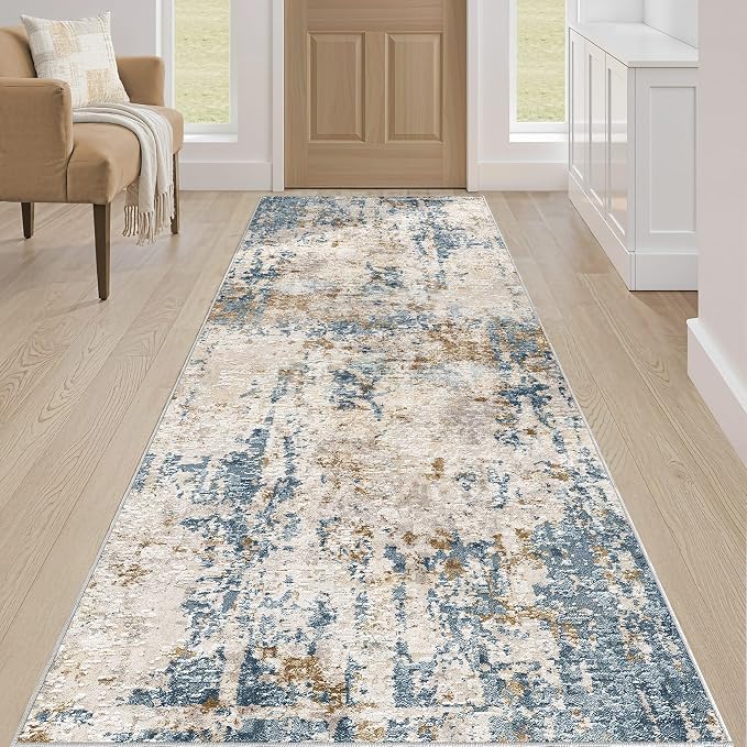 Runner Rug Kitchen Washable Rugs: 3x8 Non-Slip Abstract Soft Modern Stain - Image 4