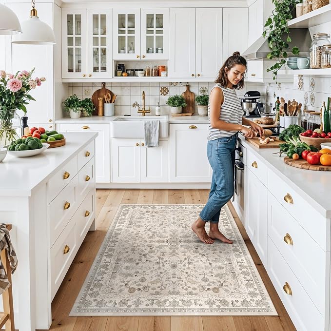 4x5 Washable Kitchen Entryway Rug – Non-Slip Soft Low Pile Indoor Carpet - Image 3