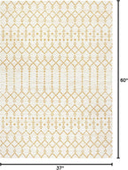JONATHAN Y Moroccan Geometric Indoor Outdoor Area Rug 3X5 Cream/Yellow - Image 2