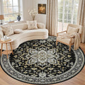 Round Area Rug for Living Room: 4 ft Washable Vintage Boho Soft Thin Circle Rug by EXPEDIX