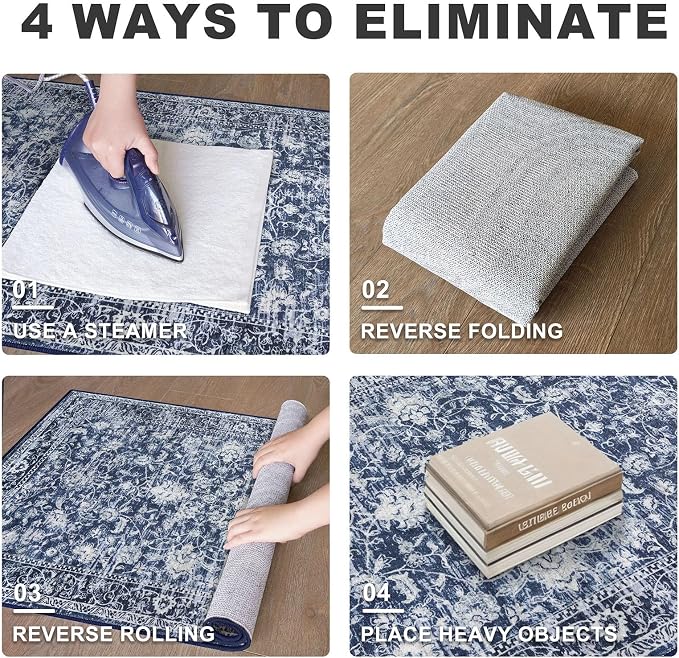 KILOCOCO Runner for Hallway 2x10 Runner Rug Printed Vintage Floral Washable Rug - Image 3