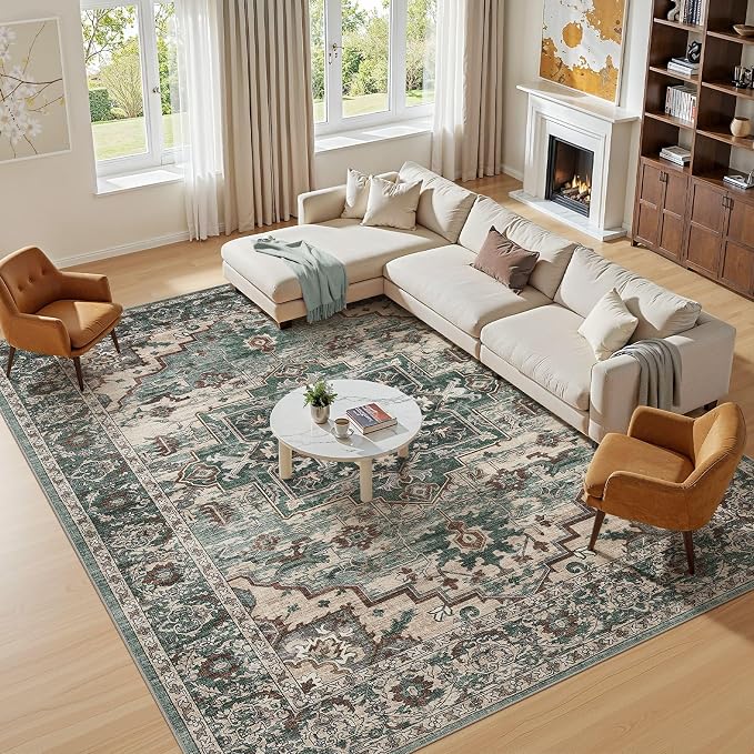 6x9 Area Rugs Living Room: Washable Vintage Rug Large Non-Slip Stain Resistant - Image 6