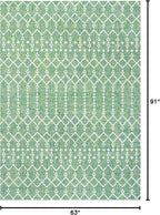 JONATHAN Y Moroccan Geometric Indoor Outdoor Area Rug 5X8 Green/Cream, Ourika - Image 2