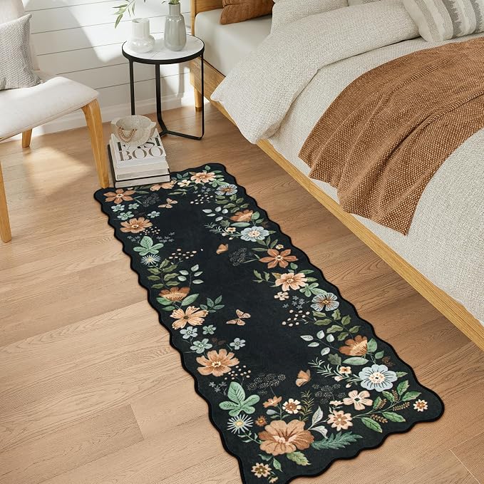 Lahome Floral Kitchen Runner, 2x5 Soft Washable Runner Rug Non Slip, Ultra-Thin - Image 3
