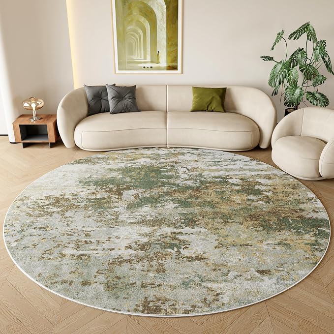 Green Round Rugs 6ft Washable Circle Area Rug by Acapet