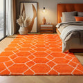 ONASAR Area Rugs for Bedroom Living Room, 4x6 Fluffy Orange and White Throw Rug by ONASAR