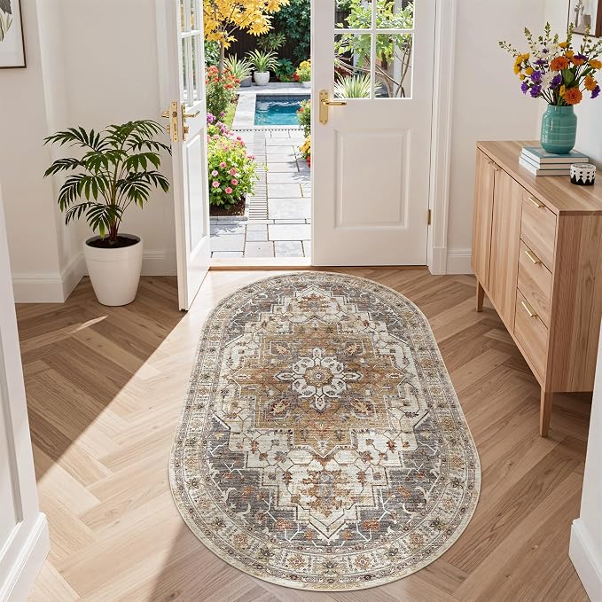 Madane Washable Oval Rug 3x5 for Entryway, Small Oval Area Rugs for Kitchen - Image 2