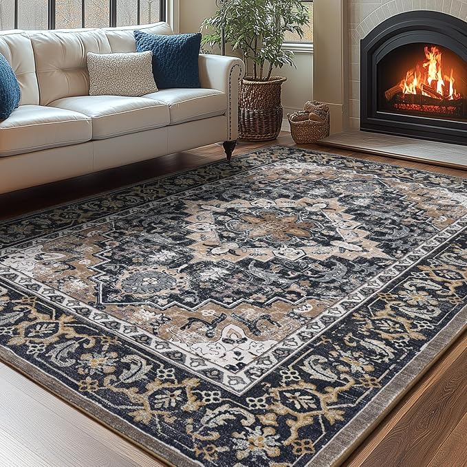 Lessymo 9 x 12 Area Rugs for Living Room, Machine Washable Area Rugs Boho Faux - Image 3