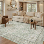 Soalmost 5x7 Area Rugs Green/Brown Low Pile Indoor Washable Trendy Faded Style - Image 2
