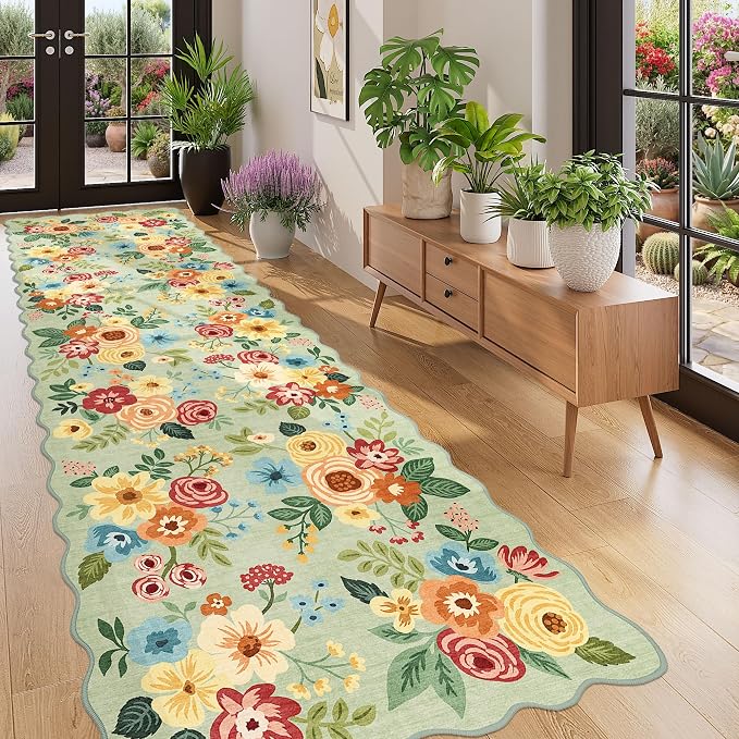 DUKINO 3x10 Washable Runner Rug, Non Slip Floral Ultra Soft Runner - Image 3