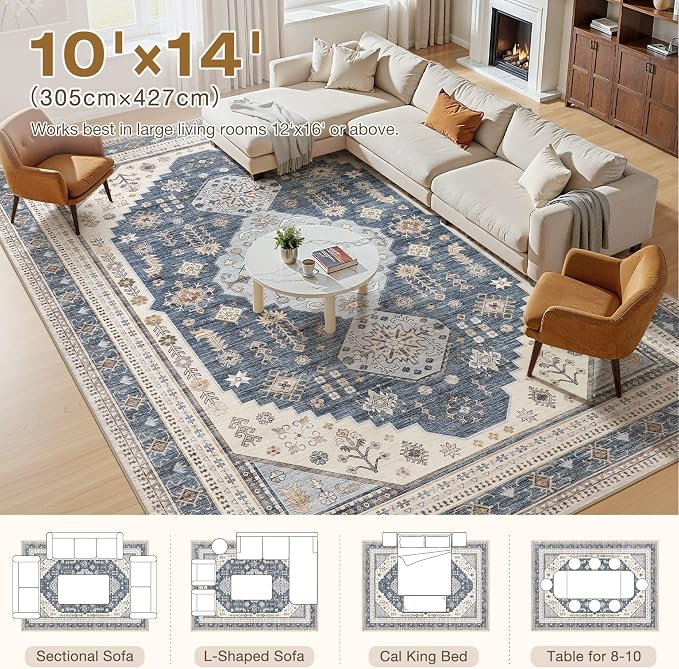 10x14 Washable Area Rug, Large Rugs - Image 5