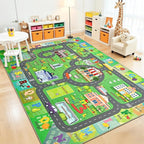 Chicrug 4x6 Car Road Area Rug for Kids Playroom Bedroom, Non Slip Low Pile - Image 2