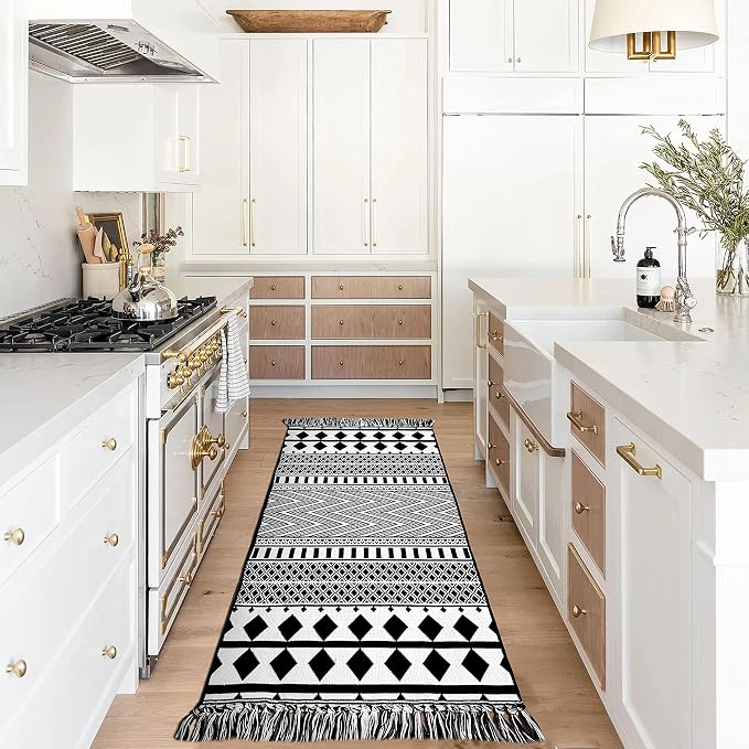 IOHOUZE Kitchen Hallway Runner Rug -2'x6' Boho Black White Entryway Runner Rugs - Image 2