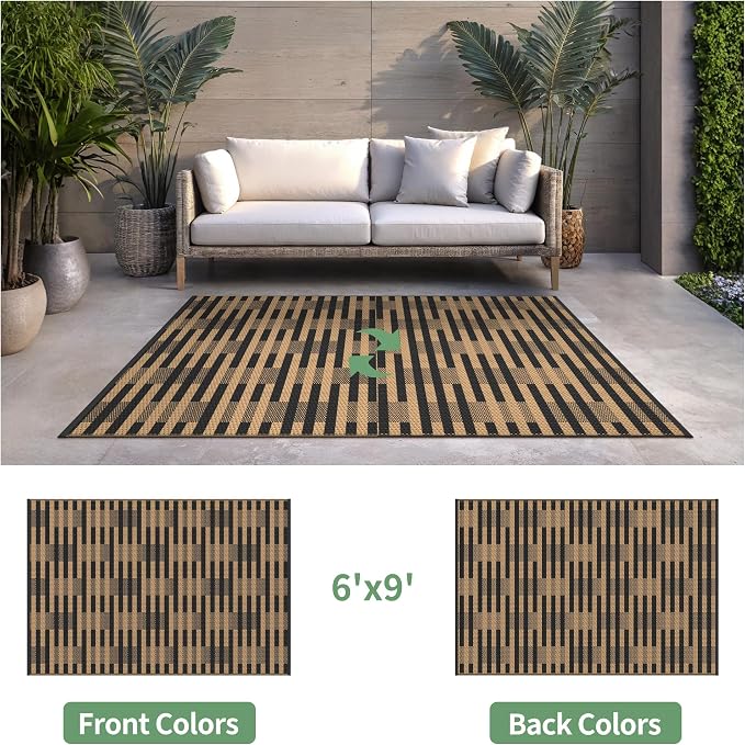 GENIMO Outdoor Rug for Patio Clearance, Lightweight Waterproof Geometric RV - Image 2