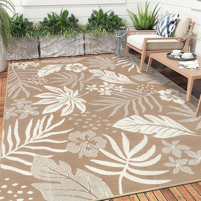 Pauwer Waterproof Outdoor Rug 8x10, Reversible Plastic Straw Patio Camping Rug - Image 7