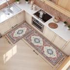 Boho Kitchen Mats for Floor 2 Piece Set Anti Fatigue Cushioned PVC Kitchen Rugs - Image 2