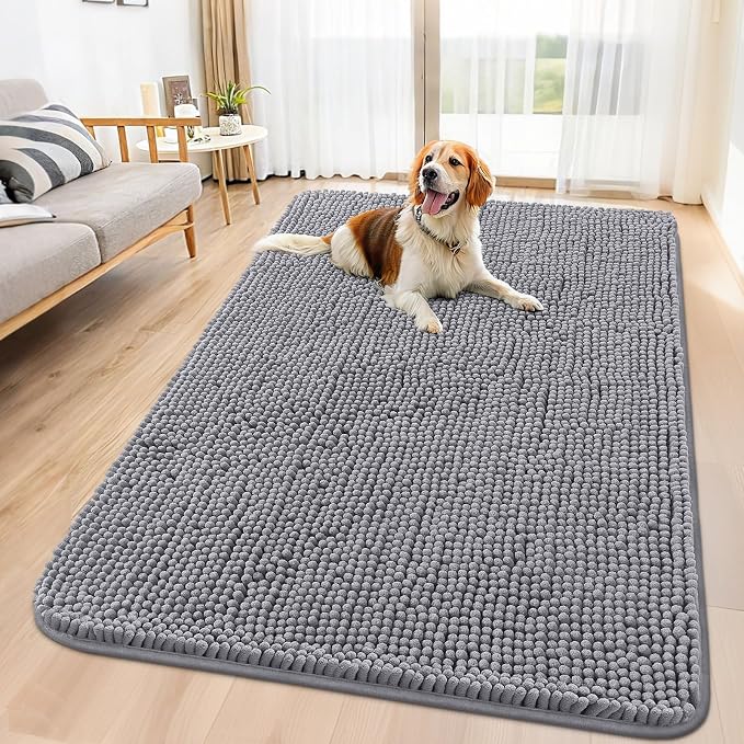 Smiry Dog Door Mat for Muddy Paws 59x35, Absorbent Dirt Trapper, Non-Slip by Smiry