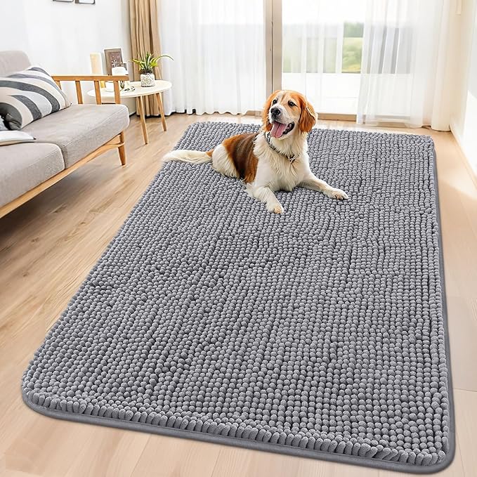 Smiry Dog Door Mat for Muddy Paws 59x32, Absorbent Dirt Trapper, Non-Slip by Smiry