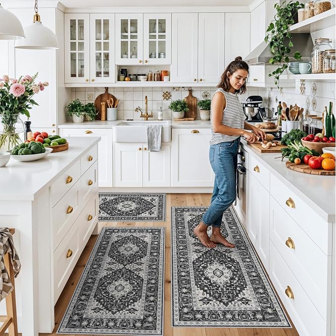 3-Piece Non-Slip Machine Washable Kitchen Rug Set - Image 3