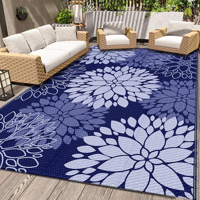 LuxStep Outdoor Rug Waterproof Outdoor Plastic Straw Rug Reversible Patio Rug by LuxStep