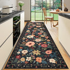 DUKINO 3x10 Runner Rug for Hallway, Washable Kitchen Floral Runner Rug by DUKINO