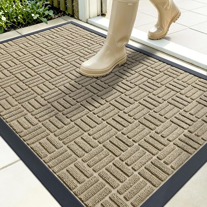 OLANLY Front Door Mat Outside Entrance 35x23, Heavy Duty Sturdy Natural Rubber by OLANLY