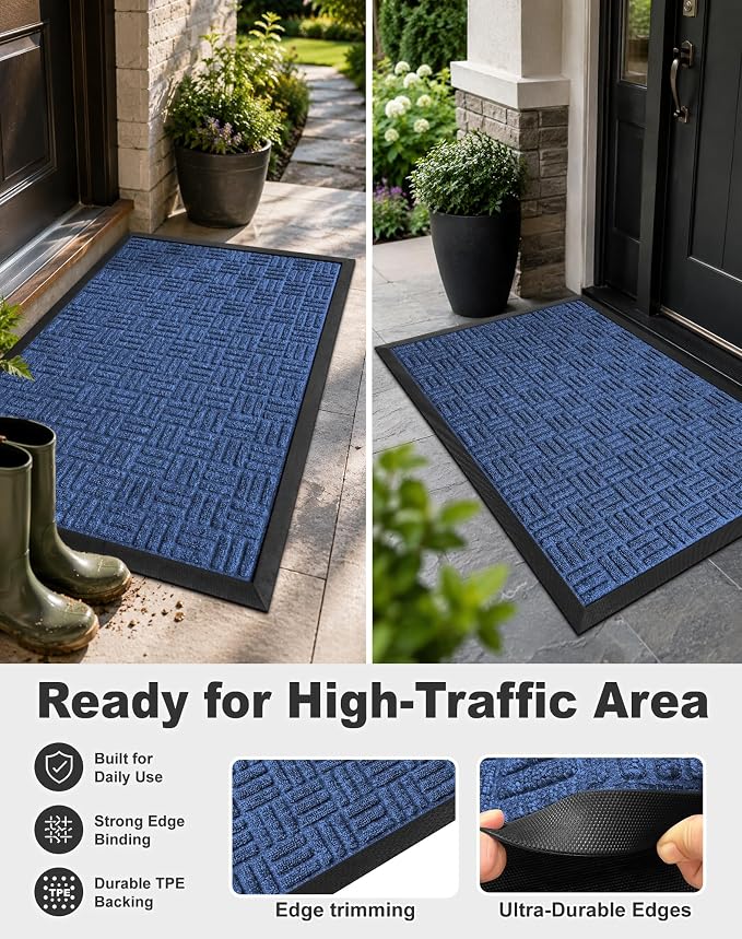 Mibao Front Door Mat Outdoor Entrance, Waterproof Dirt Trapper Doormat - Image 2