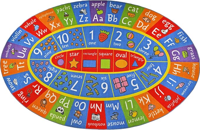 KC Cubs Multi Color Letter Print Power-Loomed ABC Alphabet, Numbers and Shapes - Image 2