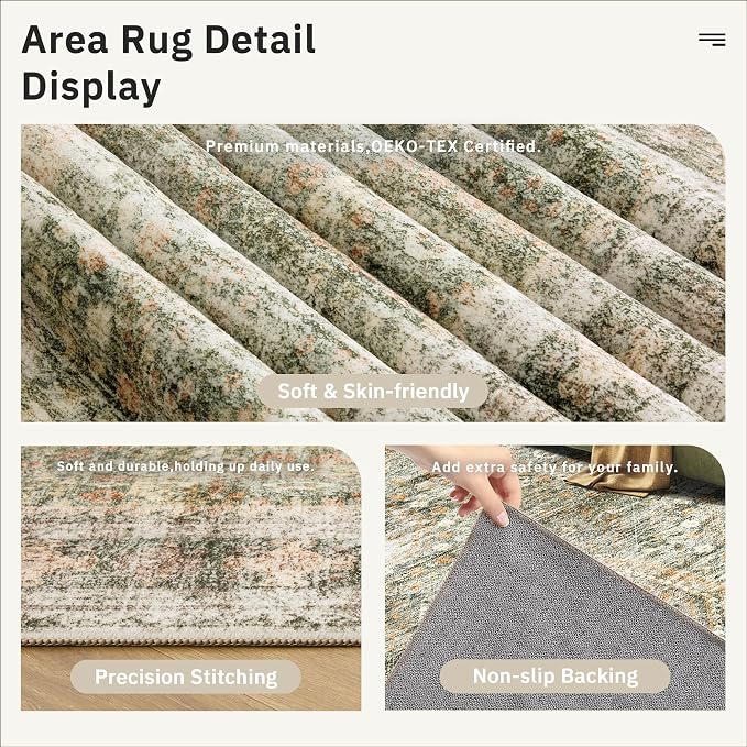 Soalmost 6x9 Area Rug for Living Room Washable 6x9 Non-Slip Modern Rugs for - Image 6