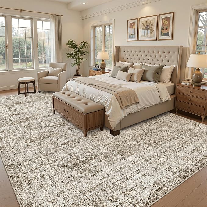 Soalmost Area Rug 10x12 Vintage Washable Living Room Large Carpet Non Slip - Image 4