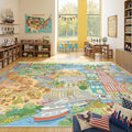 Patriotic Large 8x10 Kids Playroom Rug – North America Geography Carpet by HazoHaus