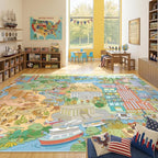 Patriotic Large 8x10 Kids Playroom Rug – North America Geography Carpet by HazoHaus
