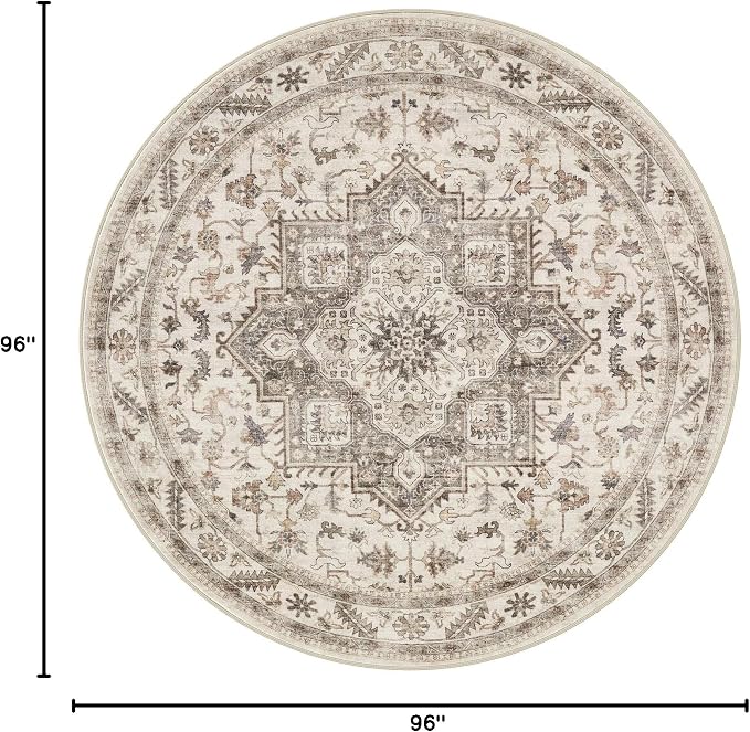 8ft Round Vintage Living Room Area Rug - Image 2