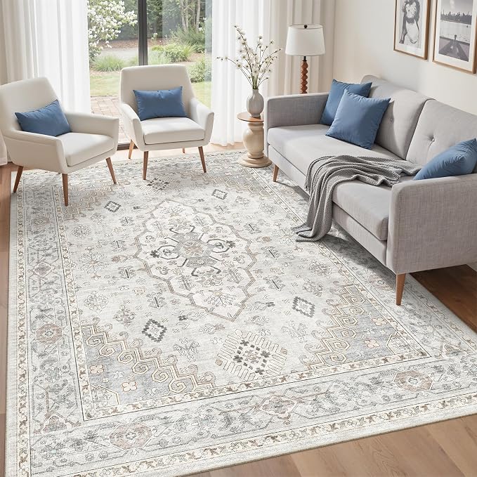 befbee 6x9 Area Rugs for Living Rooms, Stain Resistant Neutral Washable Rugs - Image 7