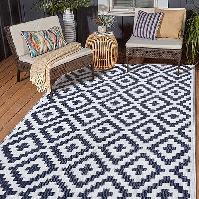 SAND MINE Reversible Mats, Plastic Straw Rug, Modern Area Rug, Large Floor Mat by SANDMIND