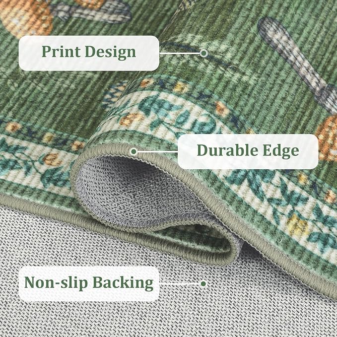 Mushroom Insect 7ft Round Rug Washable Non-Slip Soft Ultra-Thin Large Boho - Image 7