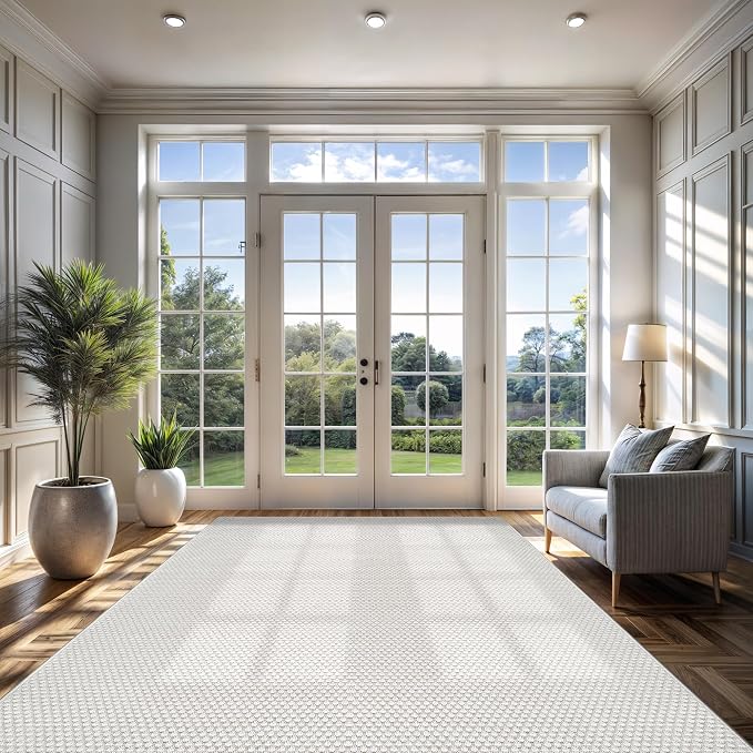 CAMILSON Easy Jute Rug 8x10, Indoor Outdoor Off-White Farmhouse Area Rugs - Image 4