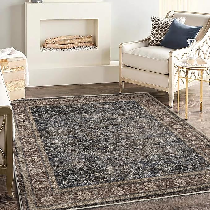 CHAMPLANT Washable Area Rug 3'x5' Vintage Traditional Floor Cover Foldable Thin - Image 2