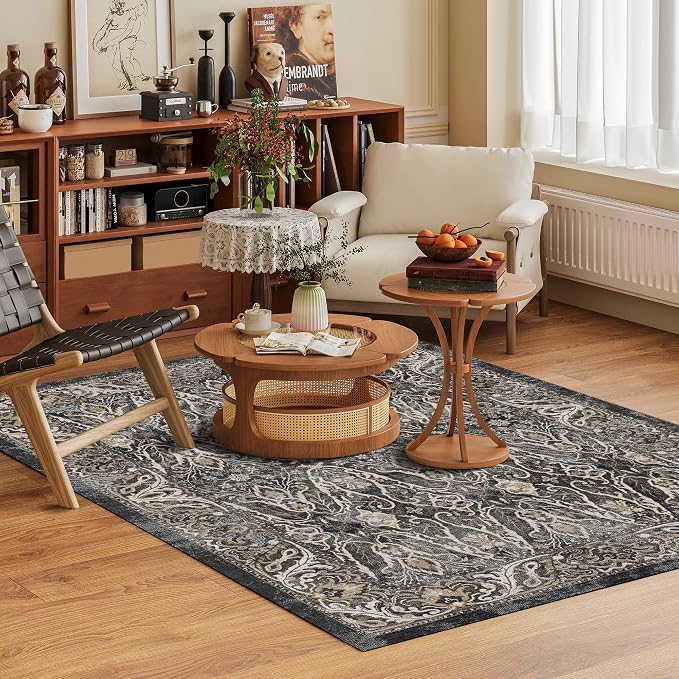 Washable Area Rug 4' x 6' Vintage Traditional Persian Mat - Image 2