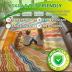 Washable 9x12 Sun Area Rug for Living Room, Rainbow Sun Modern Retro Large Area - Image 5