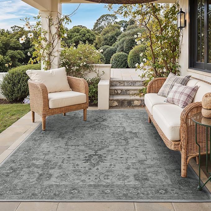 GENIMO Outdoor & Indoor Area Rug 6'x9', Waterproof, Non-Shedding, Easy Cleaning by GENIMO