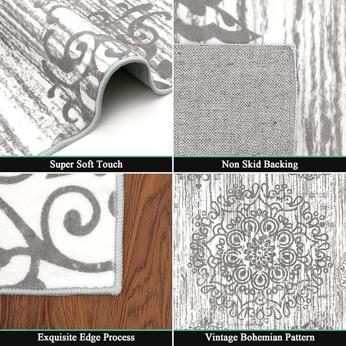 HEBE Area Rugs for Living Room 5'x7', Washable Non Slip Boho Bedroom Rug - Image 3