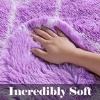 ONASAR 5x7 Area Rugs for Living Room Bedroom, Fluffy Purple and White Throw Rug - Image 2