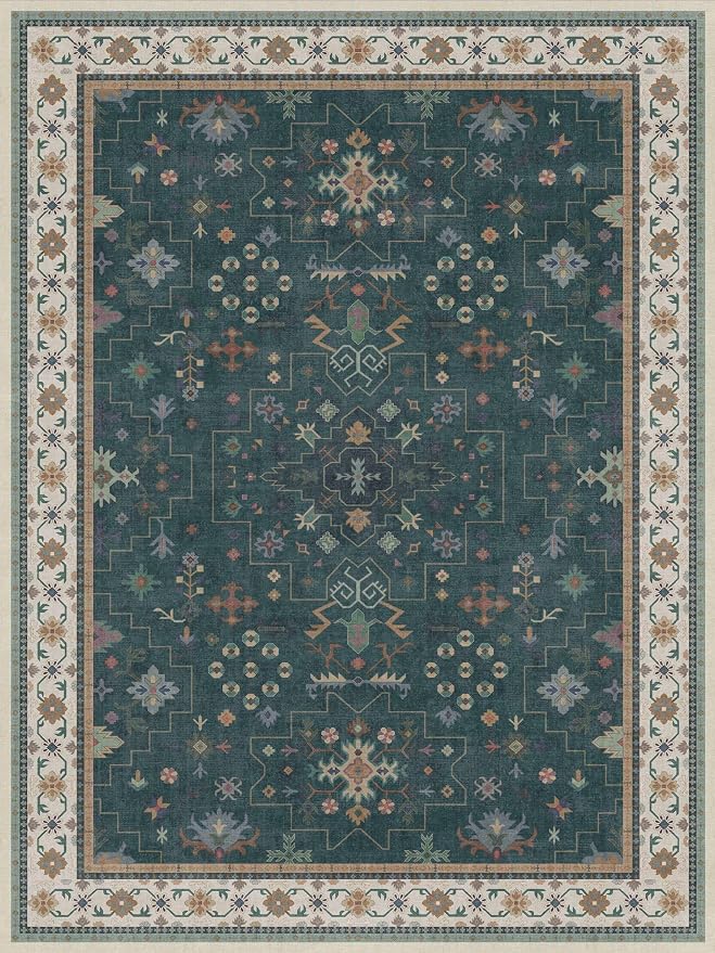 Hazo Haus Vintage Dark Green 6x8 Dining Room Rugs - Image 3