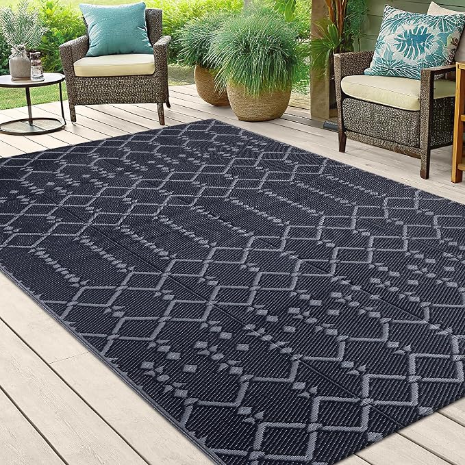 Smiry Outdoor Rug 5x8 ft, Waterproof Reversible Plastic Straw Rugs, Boho - Image 6