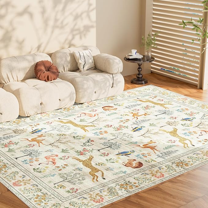DUKINO 8x10 Rug, Washable Animal Living Room Rug - Image 9